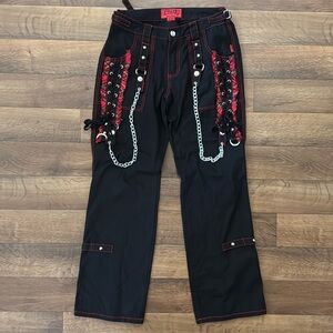 Tripp NYC Junior Size 7 Zipper Back Pants W/ Chains Plaid Y2K Daang Goodman Goth